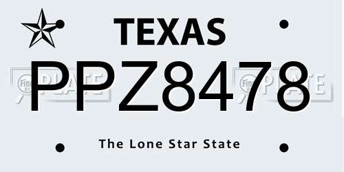 PPZ8478 Texas License Plate