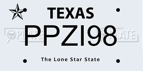 PPZI98 Texas License Plate