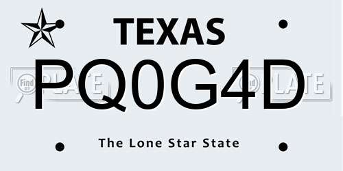 PQ0G4D Texas License Plate