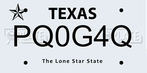 PQ0G4Q Texas License Plate