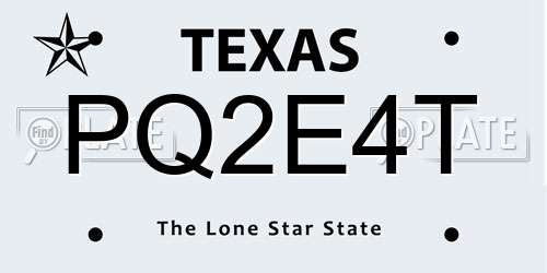 PQ2E4T Texas License Plate