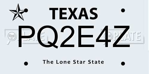 PQ2E4Z Texas License Plate