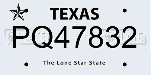 PQ47832 Texas License Plate