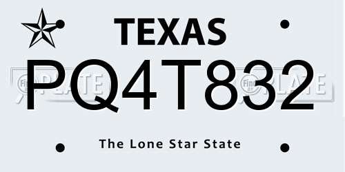 PQ4T832 Texas License Plate