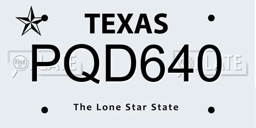 PQD640 Texas License Plate