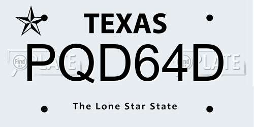 PQD64D Texas License Plate
