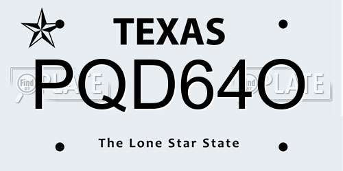 PQD64O Texas License Plate