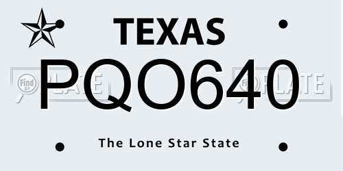 PQO640 Texas License Plate
