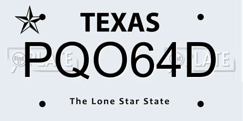 PQO64D Texas License Plate