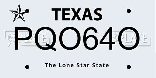 PQO64O Texas License Plate