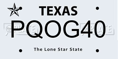PQOG40 Texas License Plate