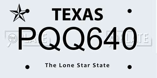PQQ640 Texas License Plate