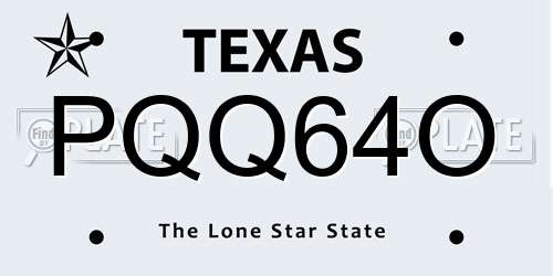 PQQ64O Texas License Plate
