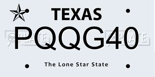 PQQG40 Texas License Plate