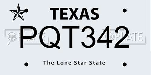 PQT342 Texas License Plate