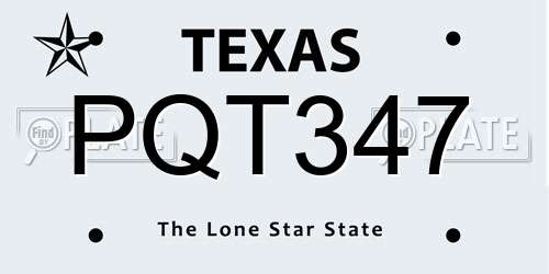 PQT347 Texas License Plate