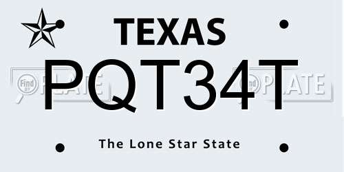 PQT34T Texas License Plate