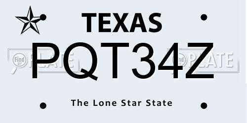 PQT34Z Texas License Plate