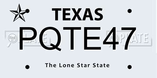 PQTE47 Texas License Plate