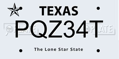 PQZ34T Texas License Plate