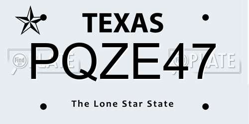 PQZE47 Texas License Plate