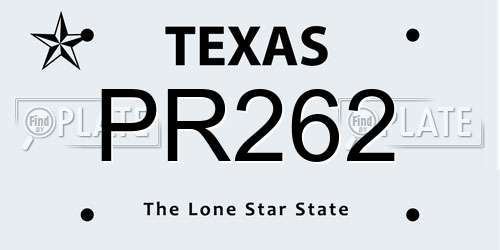 PR262 Texas License Plate