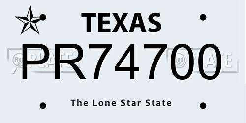 PR74700 Texas License Plate