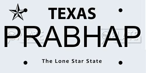 PRABHAP Texas License Plate