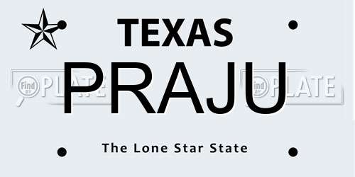 PRAJU Texas License Plate