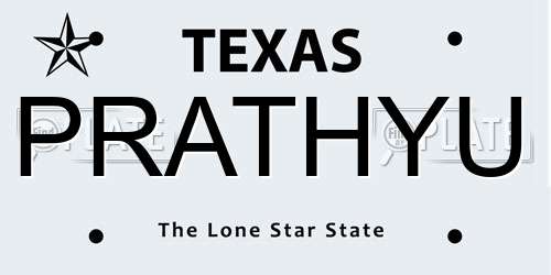 PRATHYU Texas License Plate