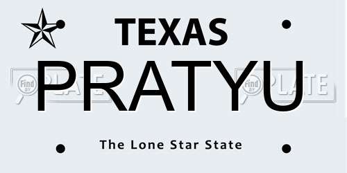 PRATYU Texas License Plate