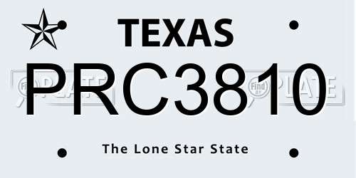 PRC3810 Texas License Plate