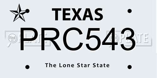 PRC543 Texas License Plate