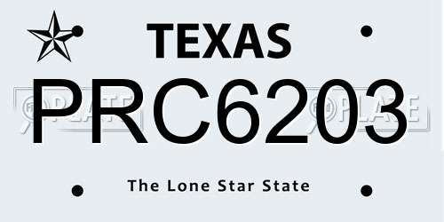 PRC6203 Texas License Plate