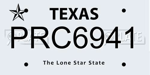 PRC6941 Texas License Plate