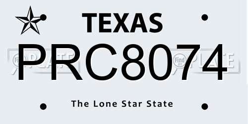 PRC8074 Texas License Plate
