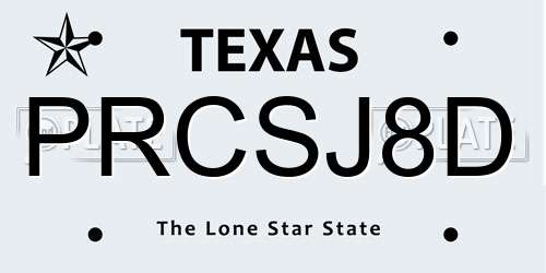 PRCSJ8D Texas License Plate