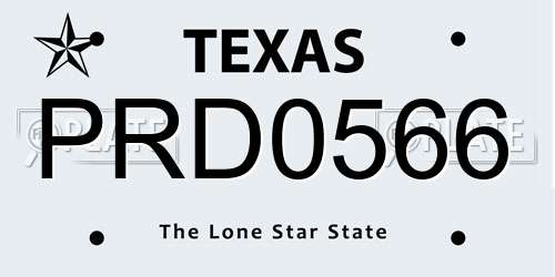 PRD0566 Texas License Plate