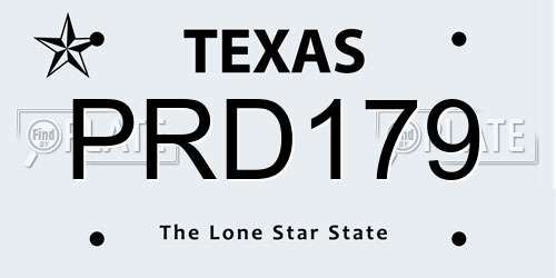 PRD179 Texas License Plate