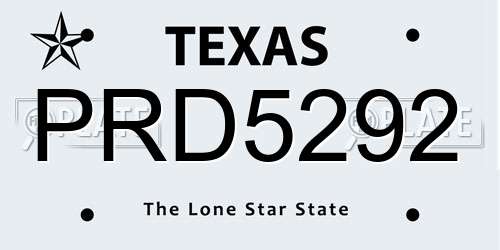 PRD5292 Texas License Plate
