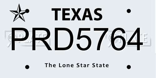 PRD5764 Texas License Plate