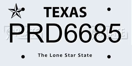 PRD6685 Texas License Plate