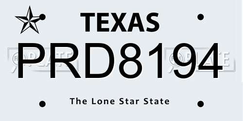 PRD8194 Texas License Plate