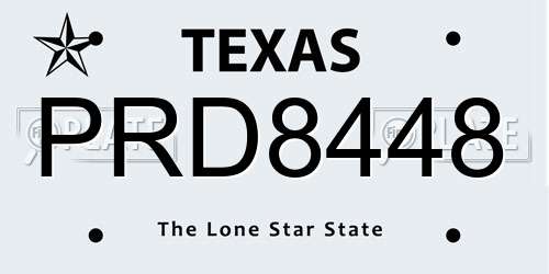 PRD8448 Texas License Plate