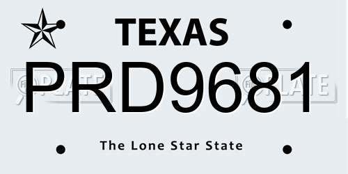 PRD9681 Texas License Plate