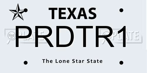 PRDTR1 Texas License Plate