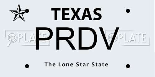 PRDV Texas License Plate