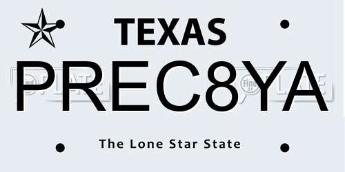 PREC8YA Texas License Plate