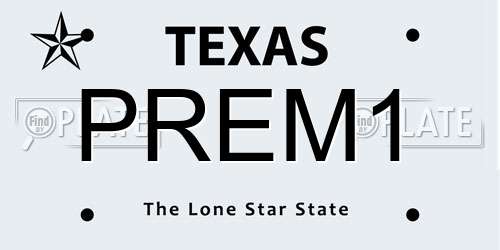 PREM1 Texas License Plate