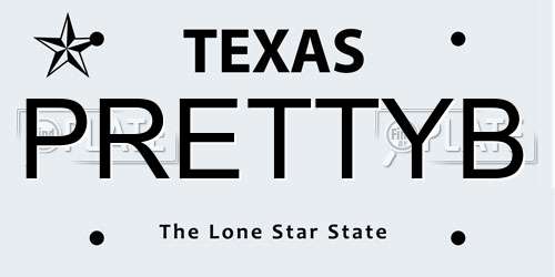 PRETTYB Texas License Plate